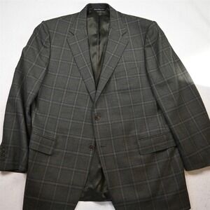Samuelson 44R Green Windowpane Super 120s Wool Mens Blazer Jacket Sport Coat